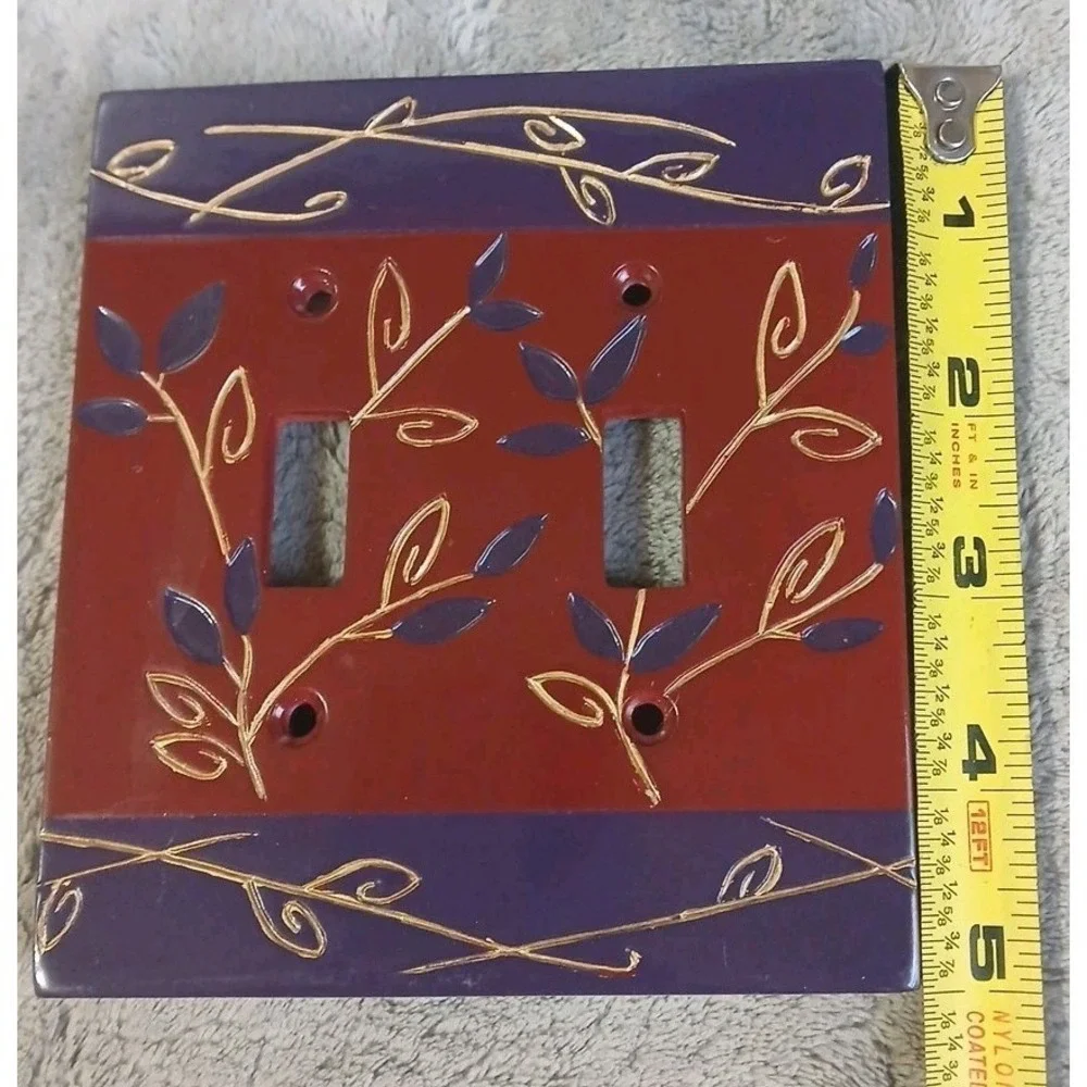 Springmaid Double Switch Plate Kashan‎ Purple Maroon Gold Accent Floral 5